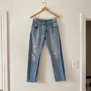 Levi’s 25 501 Crop Jean You Pretty Thing Distressed Wash